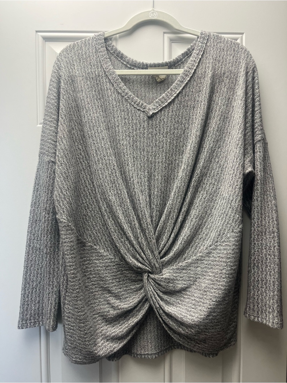 Gray Twist-Front V-Neck Sweater - Women